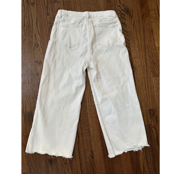 Risen Jeans Daydream High Rise Wide Leg Cropped Raw Hem White Jean Size 13 / 31 - Picture 3 of 5